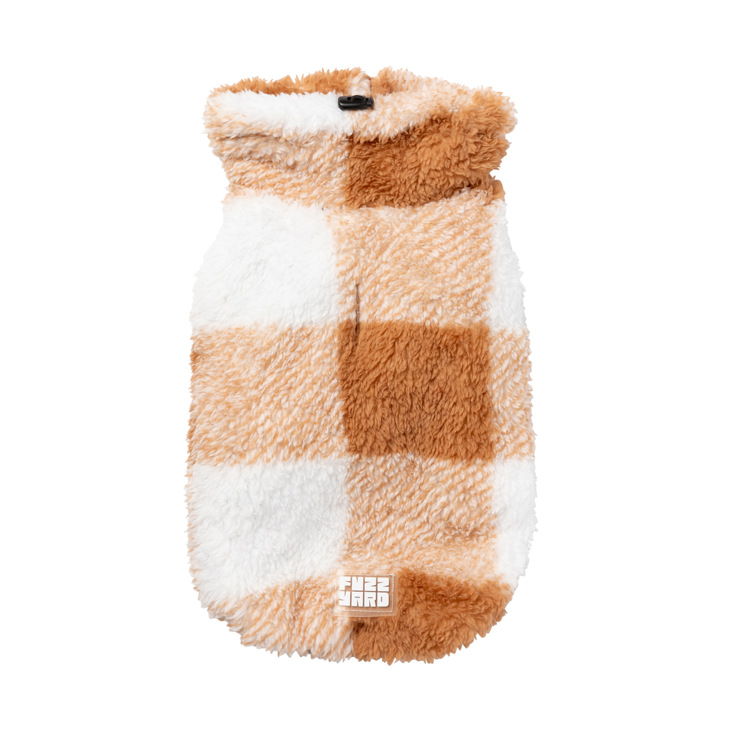 Checkered Teddy Sweater - Tan