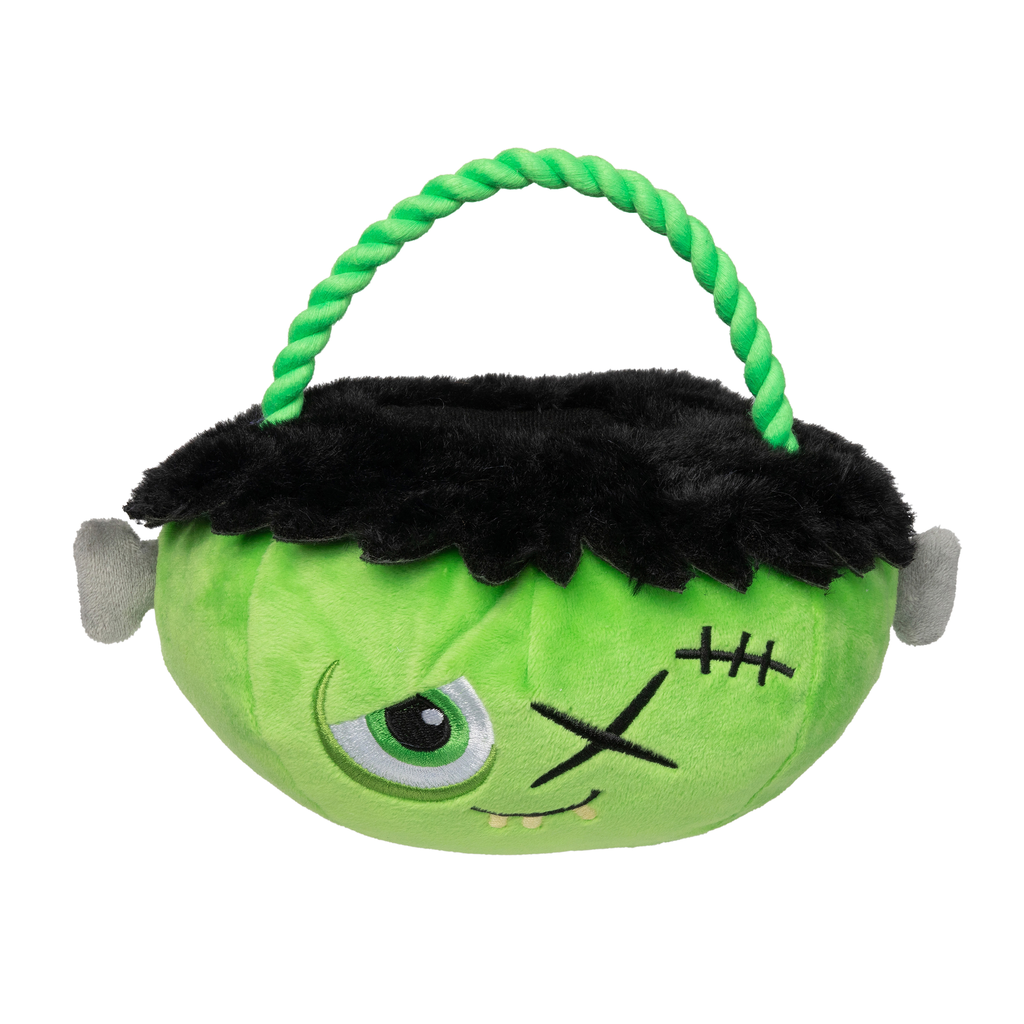 Peluche de Halloween para perros FuzzYard Franken Basket con forma de cesta y asa de cuerda